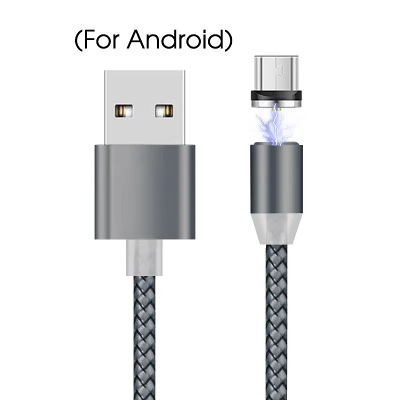 2M For Huawei P20 pro P30 Lite mate 10 20 lite Magnetic USB Cable For Xiaomi Mi9 9t Charge Micro USB Type-C USB-C Charger Cable - Color: Micro USB Gray