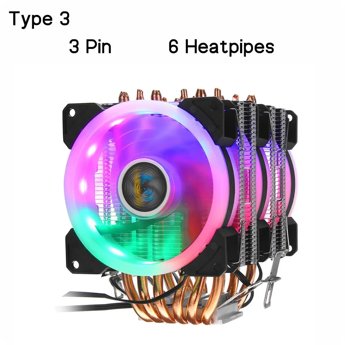 Процессор охлаждающий вентилятор радиатора 2/4/6 Медь с тепловым стержнем heat pipe 3/4Pin RGB Вентилятор Кулер для Intel 775/1150/1151/1155/1156/1366 и AMD все платформы