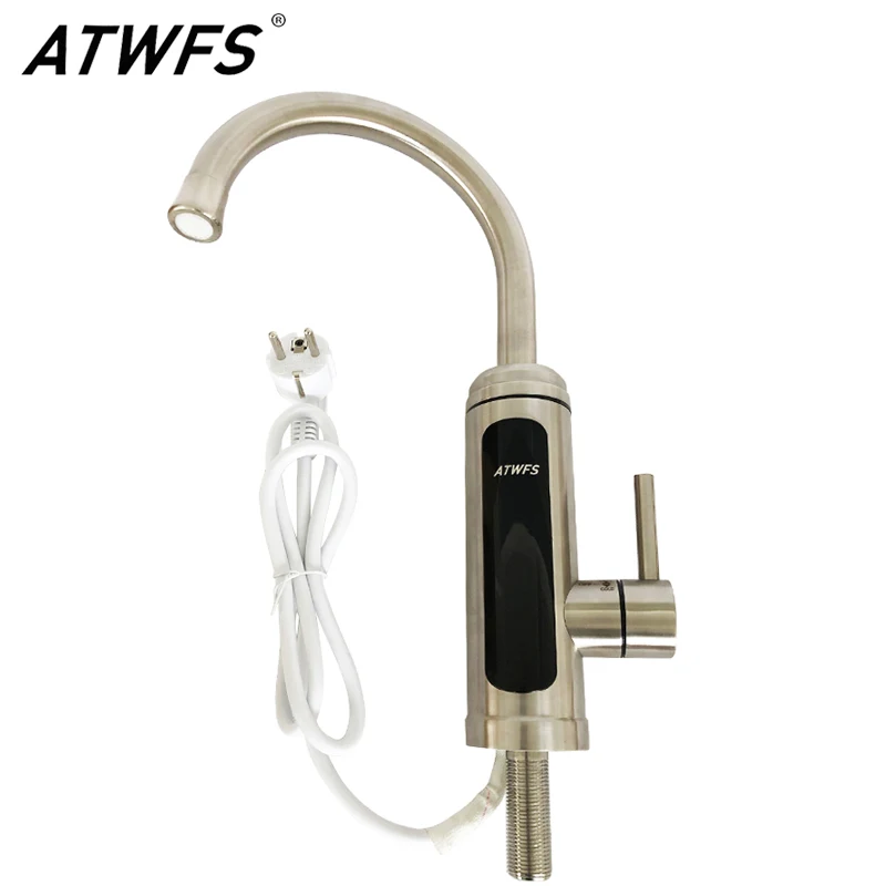ATWFS проточный водонагреватель, кухонный кран, 220 В, кран для горячей воды, для ванной комнаты, мгновенные нагреватели из нержавеющей стали с дисплеем температуры
