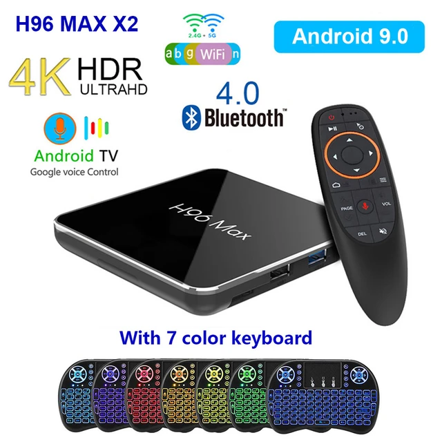 H96 Max RK3318 Android 9.0 Smart Set Top Box 4G 64G 2.4G/5G Dual WiFi USB  3.0, Support 4K VP9, H.265 4K HDR Box with i8 Keyboard