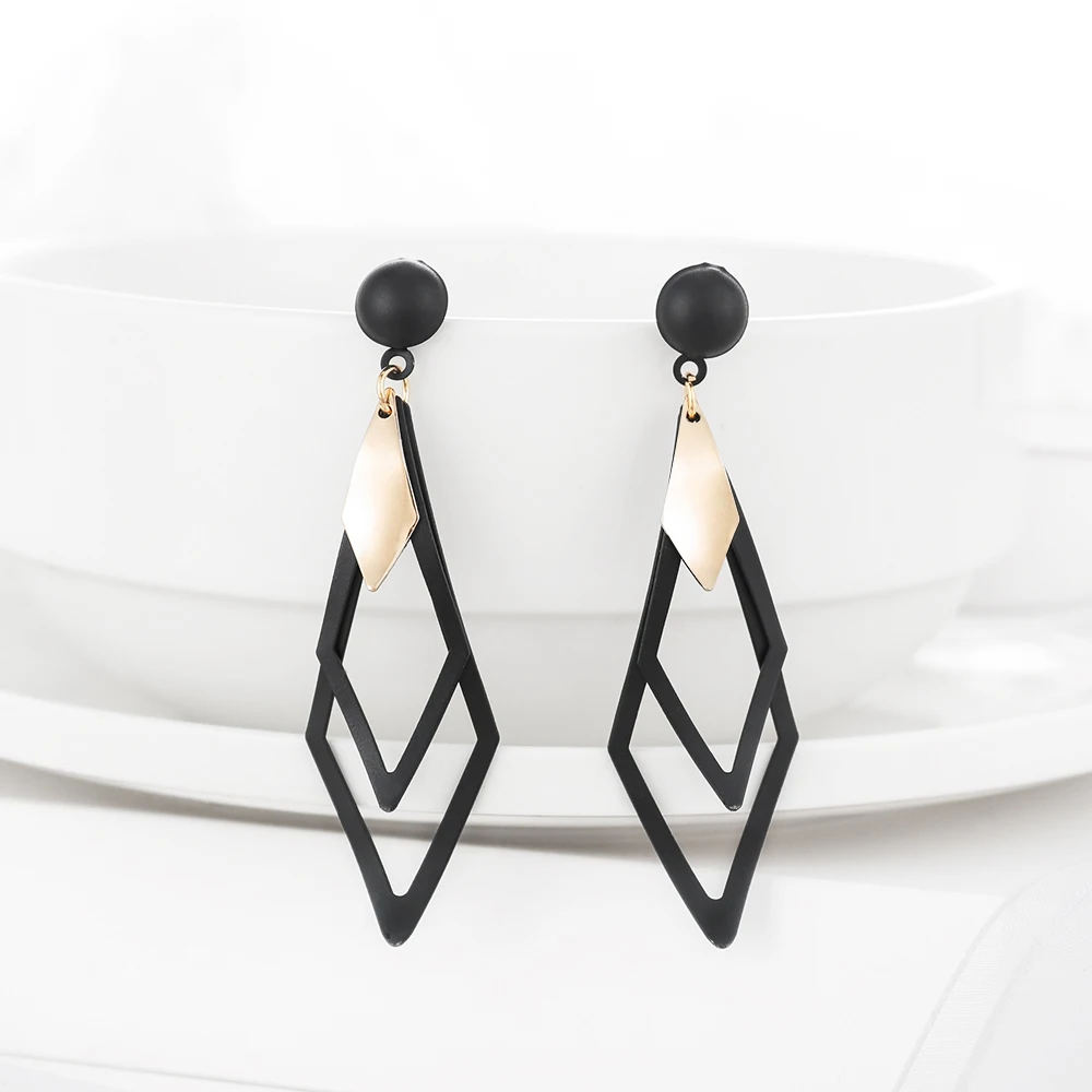 Summer Style Golden Black Circle Drop Earrings Star Hollow Water Drop Earing Triangle Jewel drop earrings dangle earrings