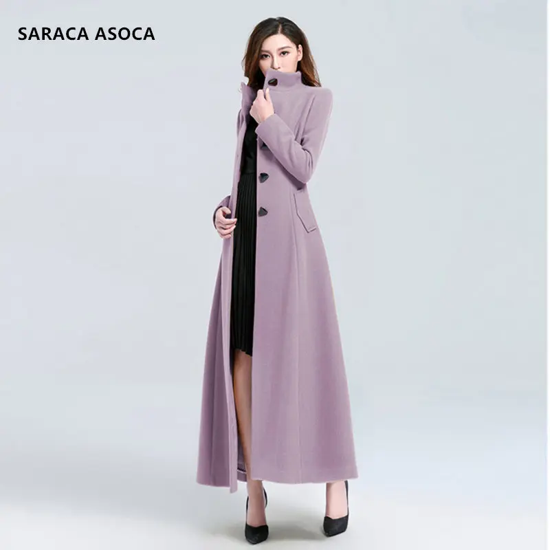 light purple Fashion Mandarin Collar Single Breasted Slim Winter Coat Women Plus Size XXXL Long Seelve OverCoat Female Outwear For Girls - Цвет: light purple