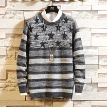 UYUK Autumn Japanese Round Neck Print Geometric Pattern Pullover Temperament Casual Large Size Trend Men's Sweaters Homme UYUK Autumn Japanese Round Neck Print Geometric Pattern Pullover Temperament Casual Large Size Trend Men's Sweaters Homme