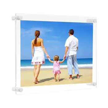 

Clear Acrylic Wall Mount Floating Picture Frame A4 Letter Size Photo for Document Certificate Sign Display