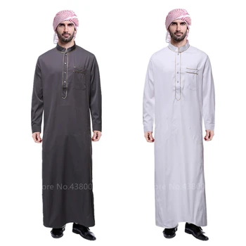 Muslim Abaya for Men Jubba Thobe Middle East Long Robes Kaftan Arab Dubai Adult Long sleeve Islamic Clothing Scarf