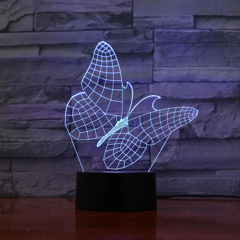 VCity красивая бабочка 3D лампа 7 цветов меняющая ночник потрясающая визуализация оптические подарки для девочек маска для работы Декор