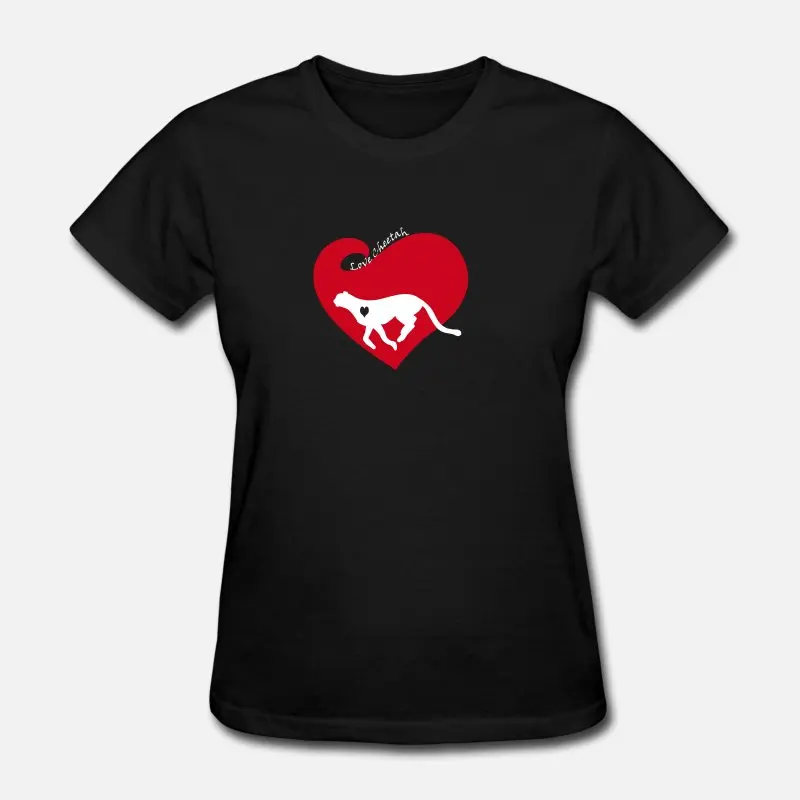 Create Love Cheetah Мужская футболка для девочек и мальчиков с круглым вырезом забавная Футболка мужская размер Xxxl 4xl 5xl мужские наивысшего качества - Цвет: Women-Black
