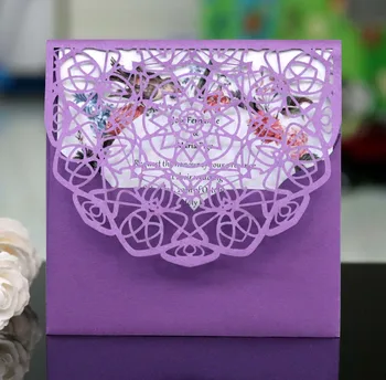 

50 Set Laser Cut Pocket Invitation Card Wedding Greeting Cards For Wedding Party Business Decor Supplies