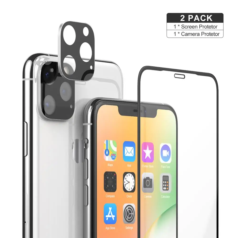 

For iPhone 11 Pro Max Front Tempered Glass Screen Protector+Camera Lens Soft Film Protector for iPhone 11 PRO Max 6.5
