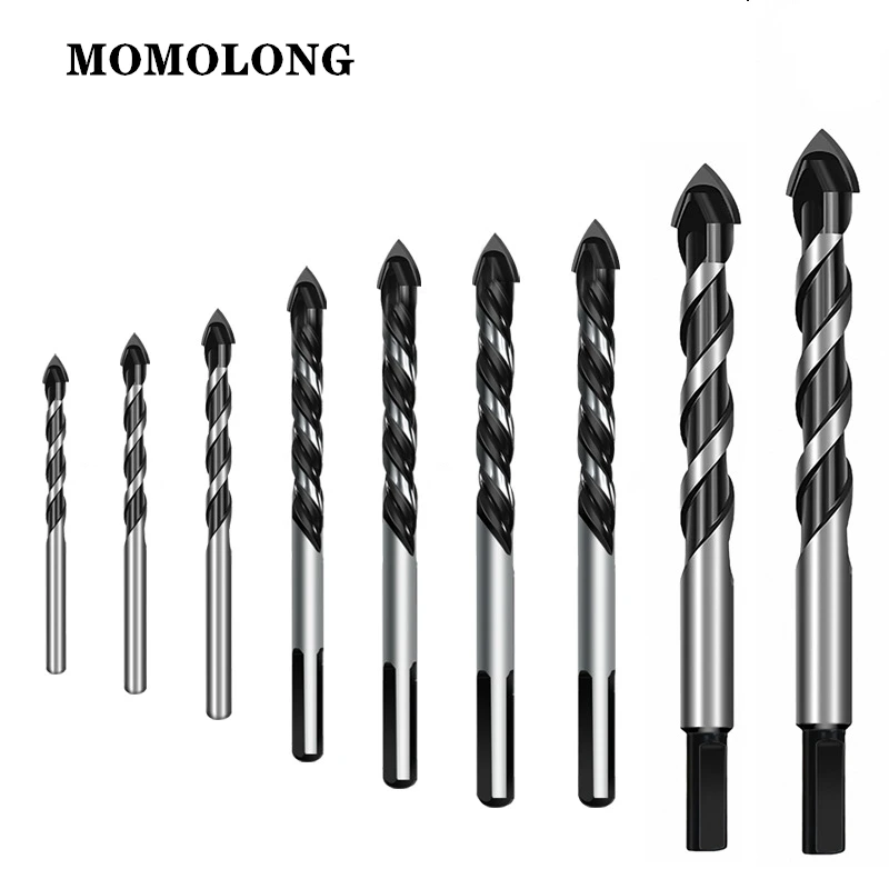 Multi-functional Glass Drill Bit 3 4 5 6 8 10 12mm Triangle Bits for Ceramic Tile Concrete Brick Metal Wood Copper 3 12mm multifunctional glass drill bit triangle diamond drill set ceramic tile concrete brick wood punching hole saw metal drill