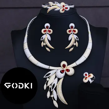 

GODKI Trendy Luxury 4PCS Bowknot Nigeria Statement Jewelry Set For Women Wedding Full Cubic Zircon Dubai Bridal jewelry Set 2019