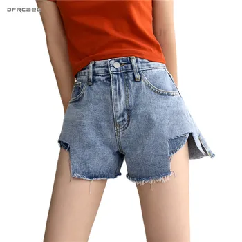 

Blue High Street Irregular Women Summer Shorts Denim 2020 Casual Vintage Loose Patchwork Jean Short Femme Light Blue