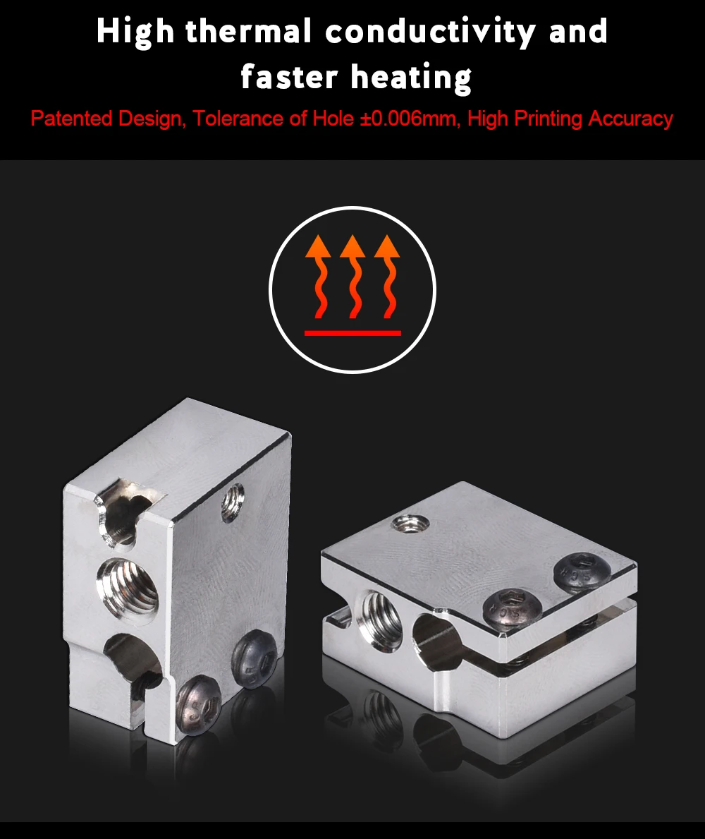 Высокое качество вулкан тепловой блок с покрытием меди PT100 для E3d Hotend подогреваемый блок 3d принтер Titan BMG экструдер нагреватель j-головка MKS