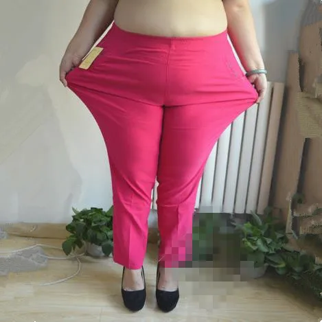 Модные женские брюки плюс размер 3XL 4XL эластичные прямые брюки с высокой талией женские узкие брюки среднего возраста с карманами J701