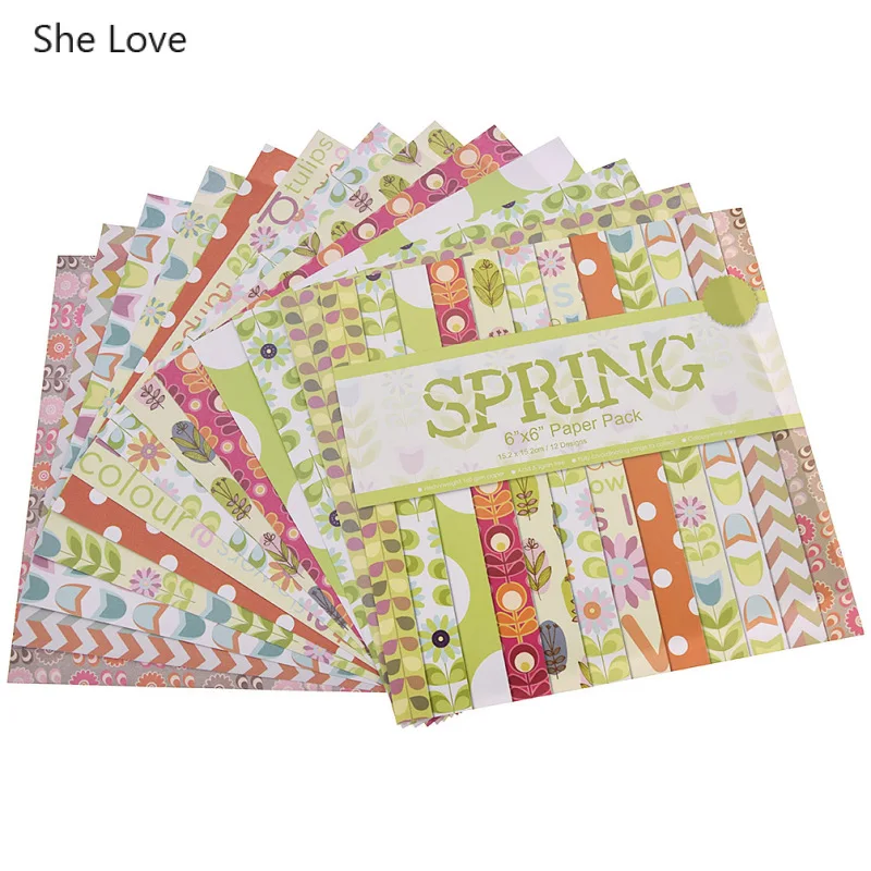 

She Love 12Sheets Rose Flower Scrapbooking Pads Decorative Paper Origami Background Paper Card Making DIY Scrapbook Paper Craft