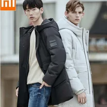 Xiaomi 90 мужская замшевая текстура модный роскошный пуховик средней длины с капюшоном уличная теплая удобная ветрозащитная водонепроницаемая куртка