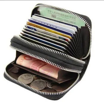 

RFID Genuine Leather Small Wallet Women Brand Mini Women Wallets Purses Female Short Coin Double Zipper Purse Credit Card Holder