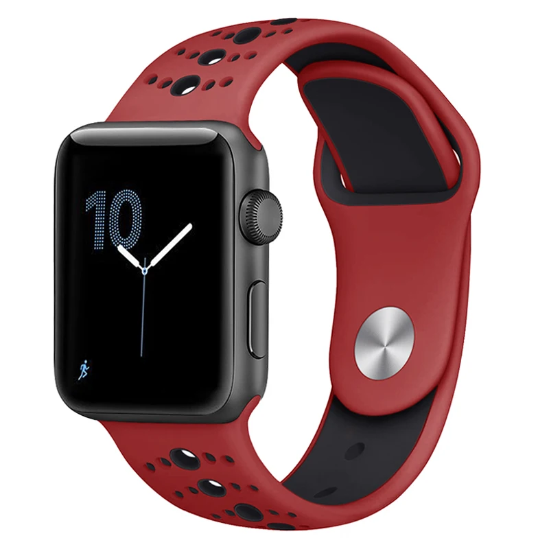 Дышащий силиконовый спортивный ремешок для Apple Watch 5 4 3 2 1 42 мм 38 мм резиновый ремешок для Iwatch 5 4 3 40 мм 44 мм