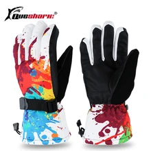 Семейные Детские Зимние теплые лыжные перчатки для взрослых, ветрозащитные водонепроницаемые перчатки для сноуборда, с рисунком из мультфильма, зимние лыжные перчатки