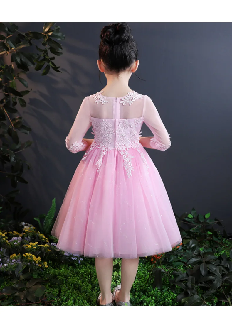 Длинное платье с цветочным узором для девочек на свадьбу, vestidos de primera comunion, детское платье для первого причастия, Пышное Бальное Платье для девочек