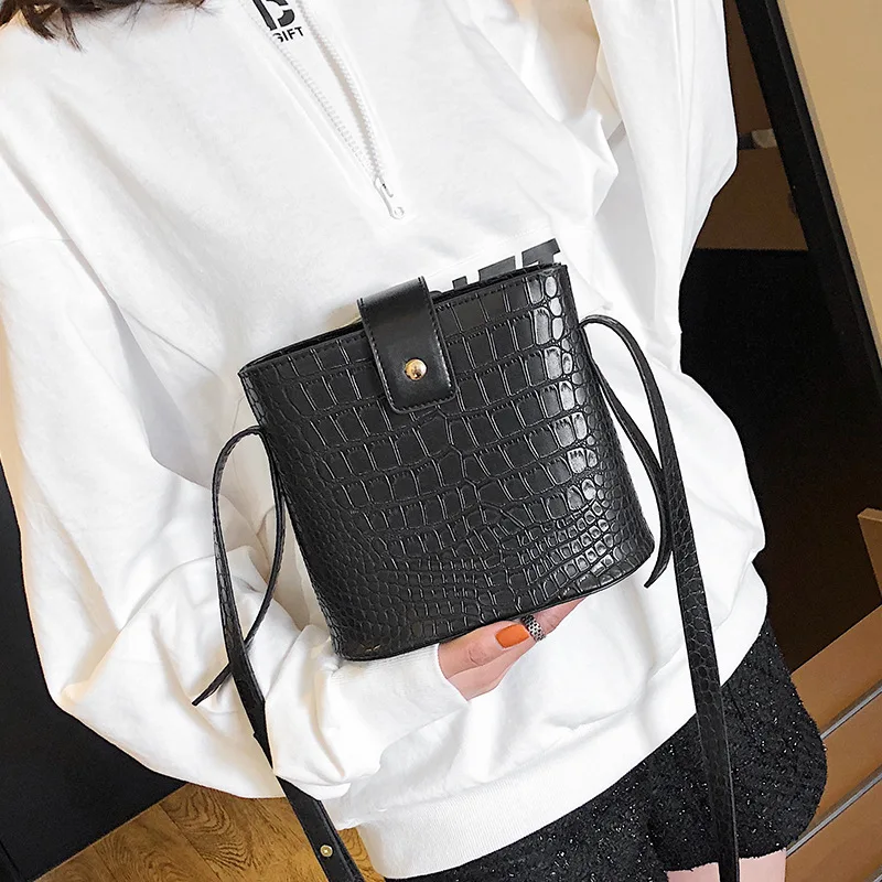 

2019 New Style Stone Pattern Lady Bags Korean-style Solid Color Shoulder Square Sling Bag Shoulder Bag Hair