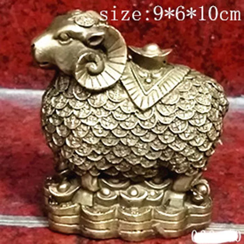 

Chinese ancient copper manual sculpture of a sheep with coin statue