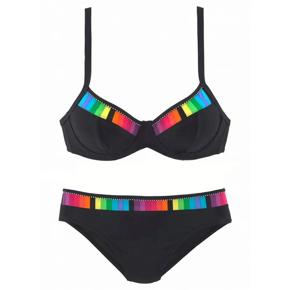 

Sexy Printing Speckle Bikinis High Elasticity Swimsuit Women Swim Set Split bikini Swimwear Padded Push Up Bikinis