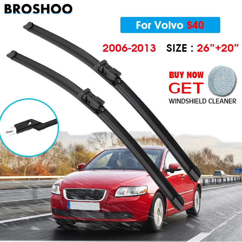 

Car Wiper Blade For Volvo S40 26"+20" 2006-2013 Auto Windscreen Windshield Wipers Blades Window Wash Fit Push Button Arm