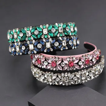 

New Baroque luxury round granule rhinestone fashion geometric flower headband Fashion wild exaggerated personality headband 740
