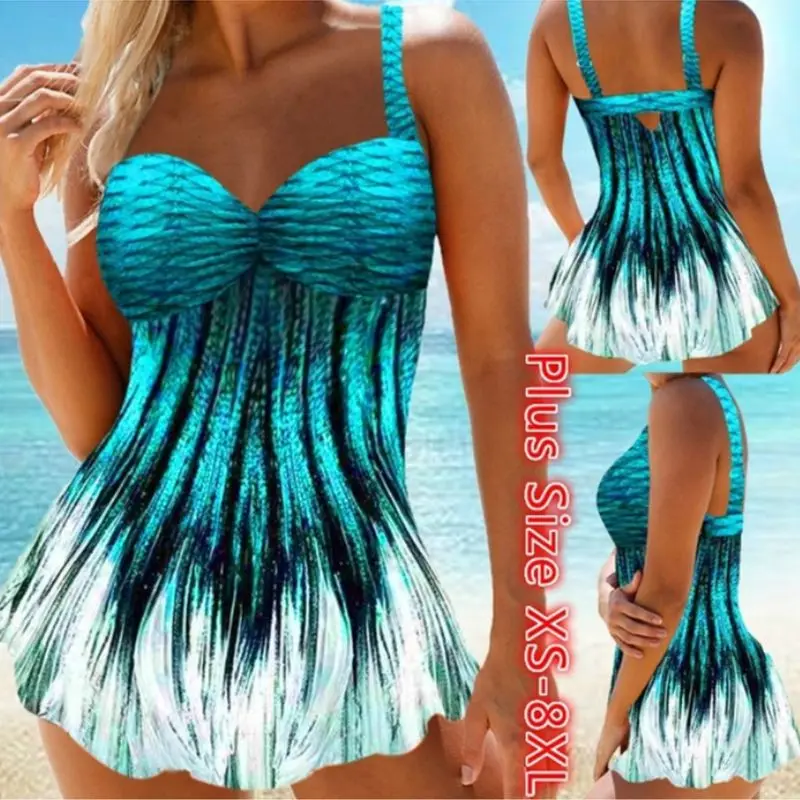 Для женщин 2 шт. танкини набор v образный ворот с низким вырезом на спине