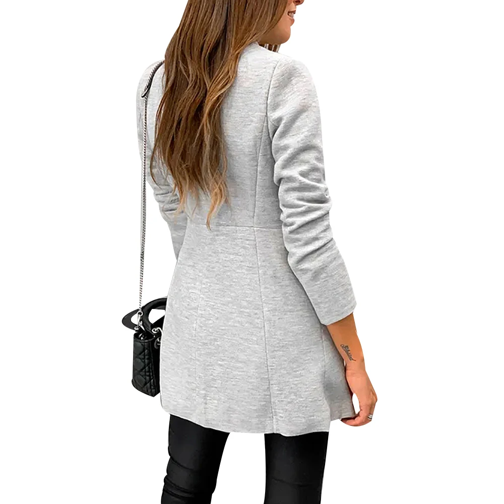 Модное элегантное пальто с длинным рукавом, Женское пальто, Одноцветный кардиган Casaco Feminino, осень, тонкое пальто, тонкая верхняя одежда D30