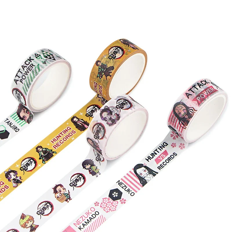 

Demon Slayer Anime Washi Decor Tape DIY Scrapbooking Masking Tape Crafts Adhesive Paper Cartoon Printed Pattern Stationery Tape