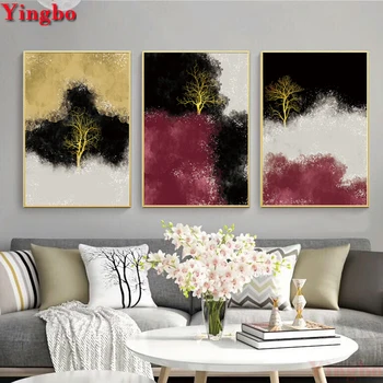 

Nordic Style 5D DIY Diamond Painting Cross Stitch 3 Panel Abstract tree Mosaic Rhinestones Embroidery Diamond round/square drill