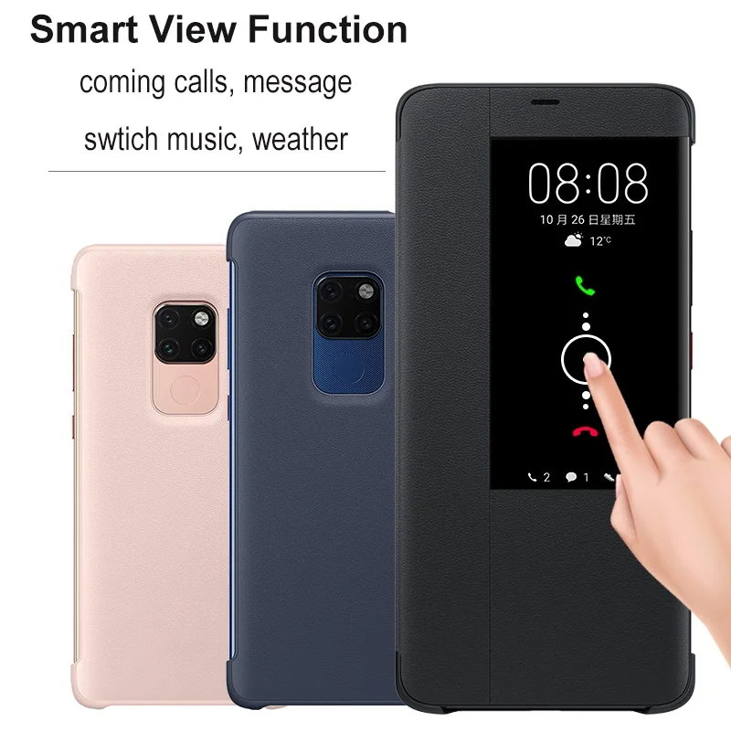 Умный чехол книжка из искусственной кожи с окошком для Huawei Mate20 Mate 20x 10 Lite Mate9 Pro 8 S