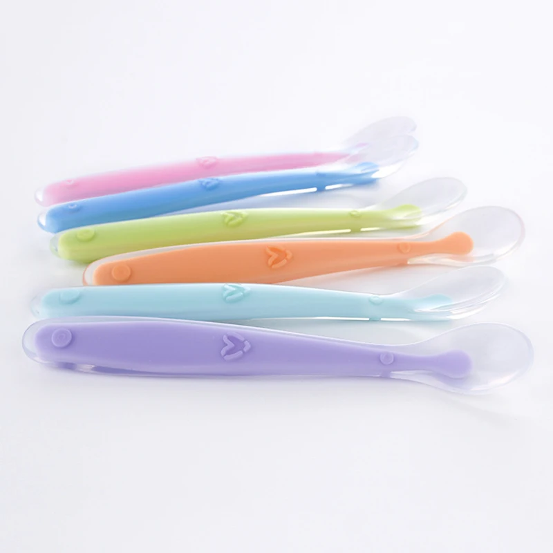 Baby Silicone Squeezing Feeding Spoon 2pcs Safe Food Supplement Feeder Spoon with Case Hogard