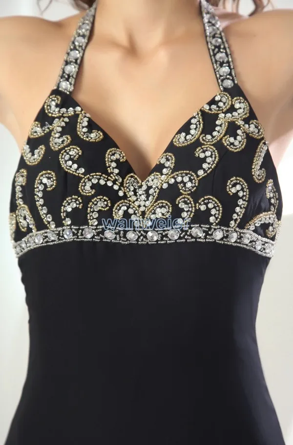 Макси vestidos formales Висячие шеи шифон Холтер выпускного вечера длинное с кристаллами камни платье подружки невесты