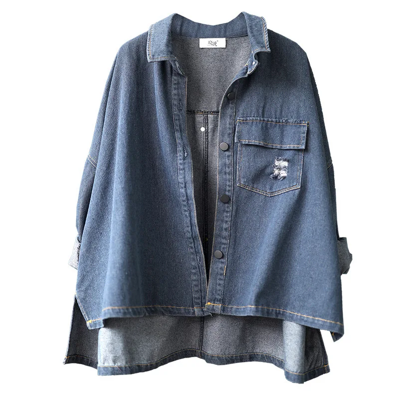 Women jackets Large size Loose Autumn Winter Denim Coat New Ladies Cardigan Tops Long-sleeved pocket Casual Denim jackets