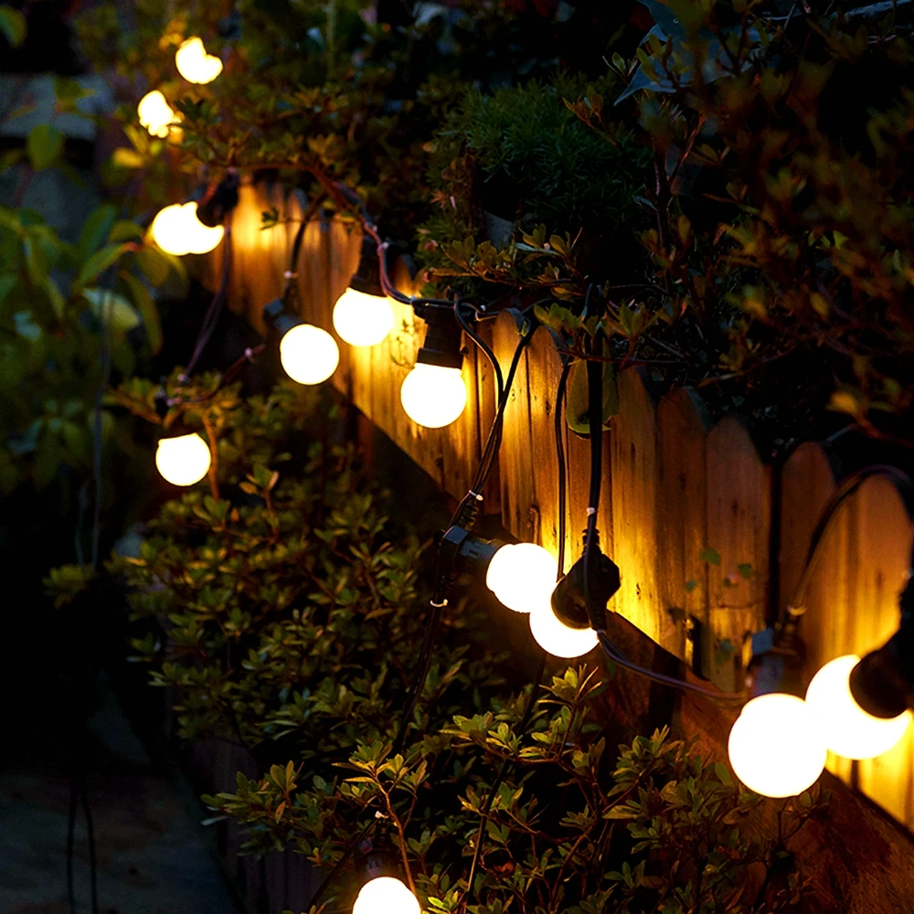 US $27.28 13m Led String Fairy Light Milky Bulb Led Globe Ball String Light Festoon For Outdoor Garden Backyard Wedding Party Patio Decor