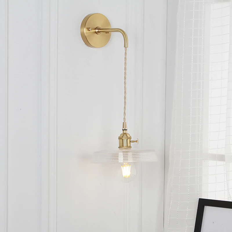 Скандинавский стиль лофт латунные стеклянные настенная лампа E27 220 В светодиодный настенный светильник для столовой спальни ванной кабинета прохода ресторана отеля
