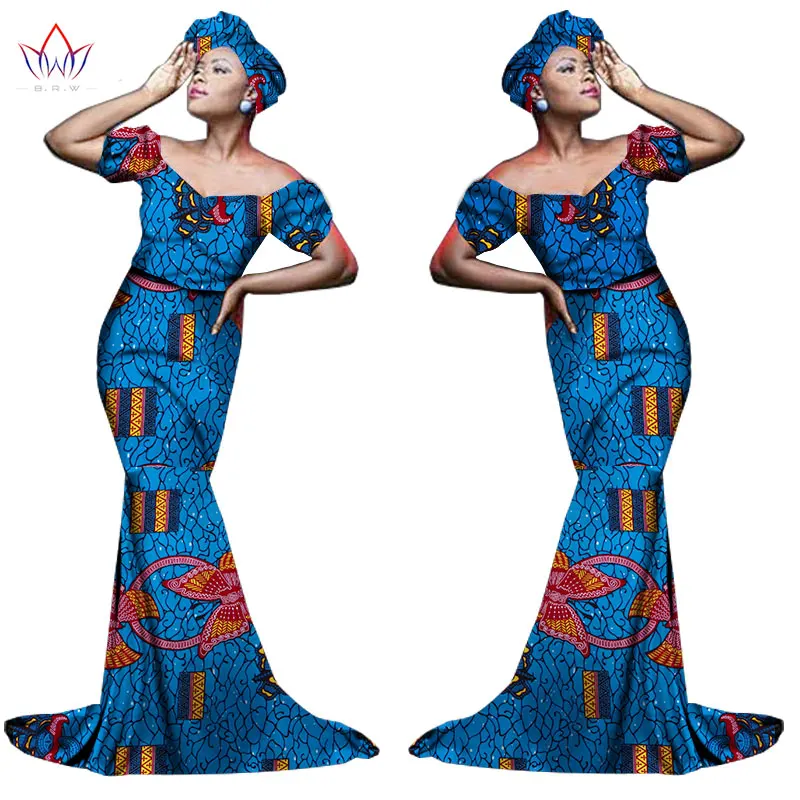 Африканский хлопчатобумажный материал Платья Для Женщин Дашики традиционная Анкара Мода Африка одежда с коротким рукавом Анкара платья WY963