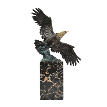 

Spread Wings Eagle Statue Bronze Flying Hawk Figurine Bird Falcon Sculpture Office Home Decor Art