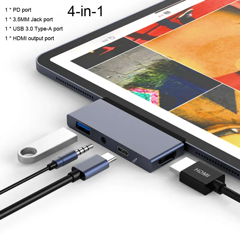 T107 Gray Mosible USB C концентратор HDMI адаптер с USB-C PD TF SD USB 3,0 3,5 мм разъем порт usb type C док-станция для iPad Pro Macbook Pro/Air - Цвет: T107 Gray