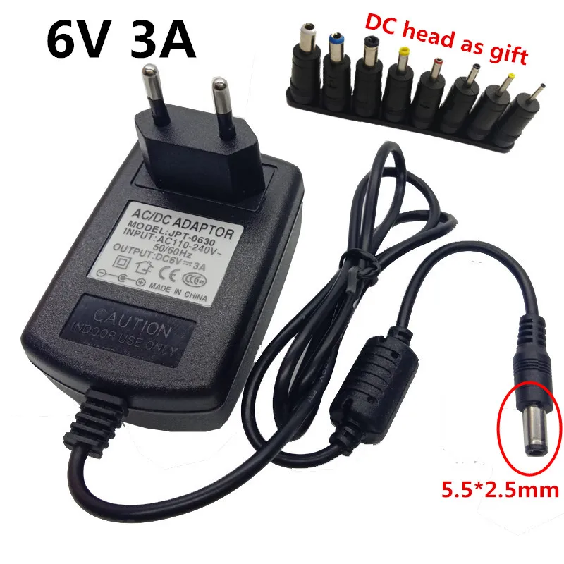 Универсальный EU UK US AU разъем DC 6V3A 6V 3A 3000mA Питание AC 100 V-240 V преобразователь Мощность адаптер с 8 шт. DC Jack Вилки