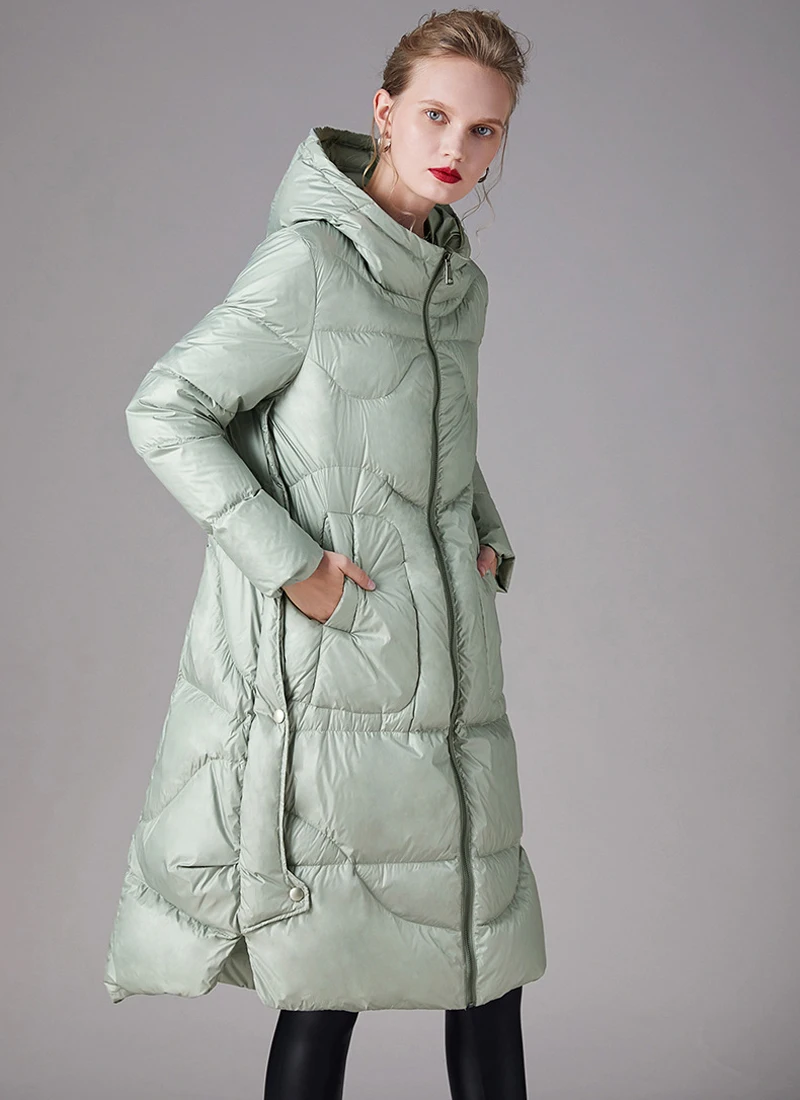 Elifashion, новинка, длинный пуховик на белом утином пуху, женская зимняя куртка с капюшоном, пуховик, зимняя куртка, пальто, Женский пуховик