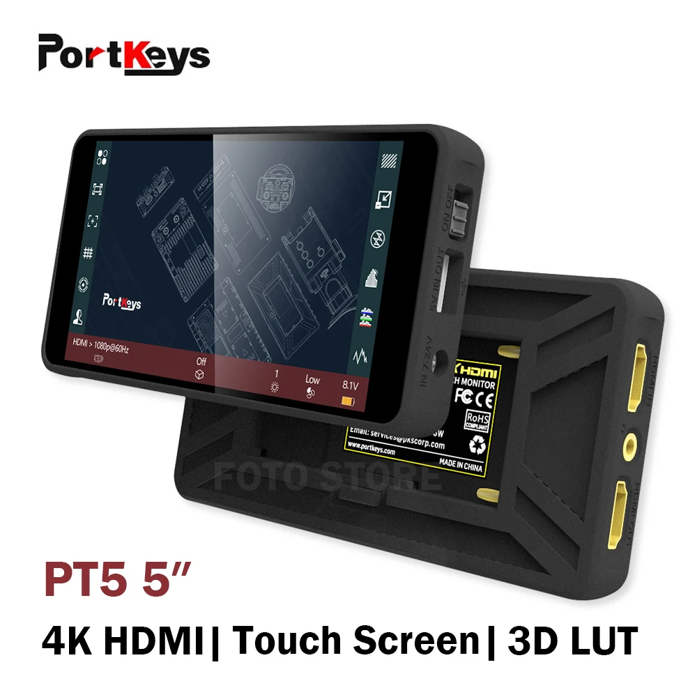 Полевой монитор Portkeys PT5 5 дюймов 4K сенсорный экран 3D LUT 500nit HDMI | Электроника