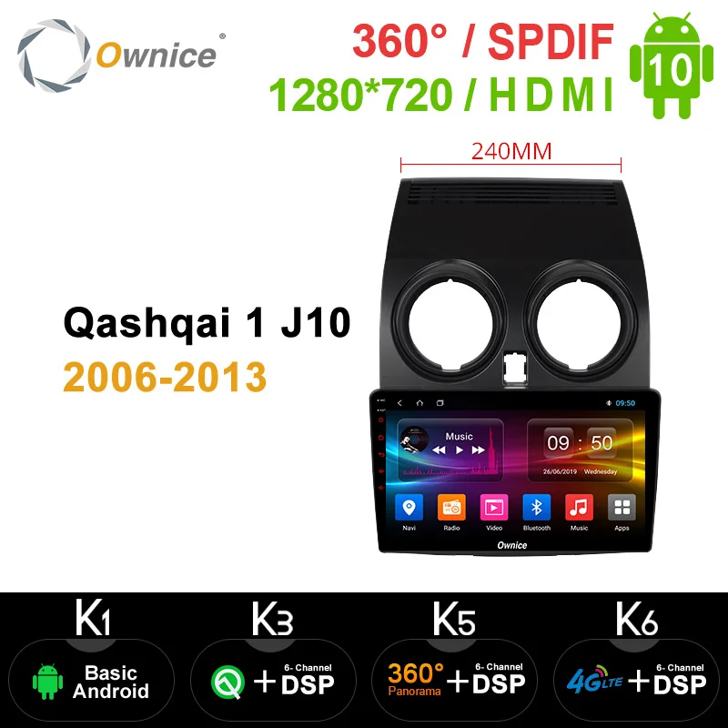 Автомагнитола Ownice на Android 10 0 с восьмиядерным процессором GPS 64 ГБ 4 Гб LTE для Nissan Qashqai