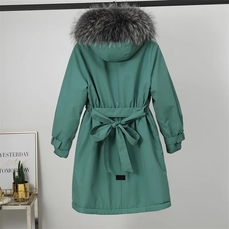 Женская кашемировая куртка с меховым воротником зимняя плотная парка капюшоном