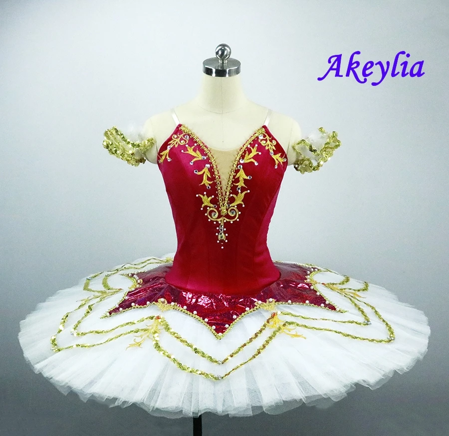 Rose Red Professional Tutu Ballet  Nutcracker tutu Christmas Stage Cosutmes Tutus Girls dark Pink Fairy Classical Pancake Tutu