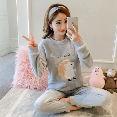 QWEEK, пижама Mujer, пижама для женщин, одежда для сна, пижама Femme, Фланелевая пижама, комплект для женщин, мультяшный, для сна, для отдыха, Прямая поставка