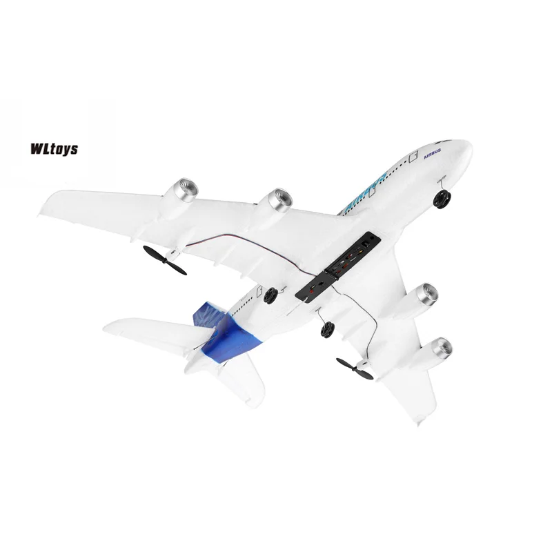 Avion RC 2.4G avec batterie et lumières - 1 ou 2 batteries, blanc/vert/bleu
